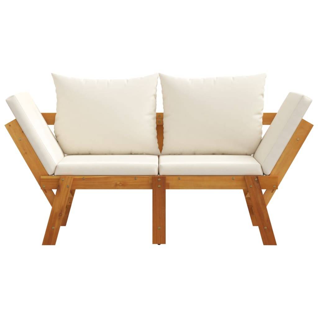 PANGIVO - Banc de jardin bois d'acacia naturel et blanc crème 205 x 74 x 66 cm - PANGIVO - Image 4