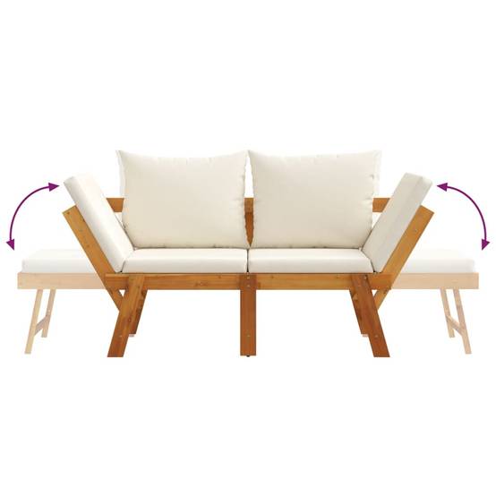PANGIVO - Banc de jardin bois d'acacia naturel et blanc crème 205 x 74 x 66 cm - PANGIVO - Image 8