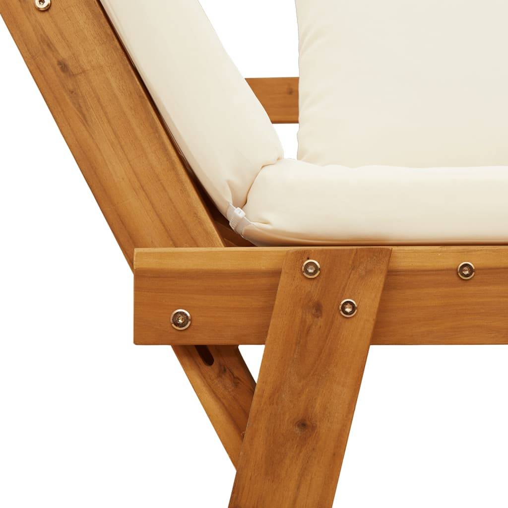 PANGIVO - Banc de jardin bois d'acacia naturel et blanc crème 205 x 74 x 66 cm - PANGIVO - Image 9