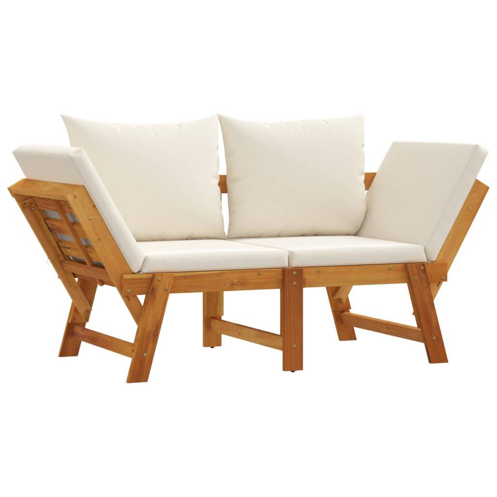 PANGIVO - Banc de jardin bois d'acacia naturel et blanc crème 205 x 74 x 66 cm - PANGIVO - Image 3