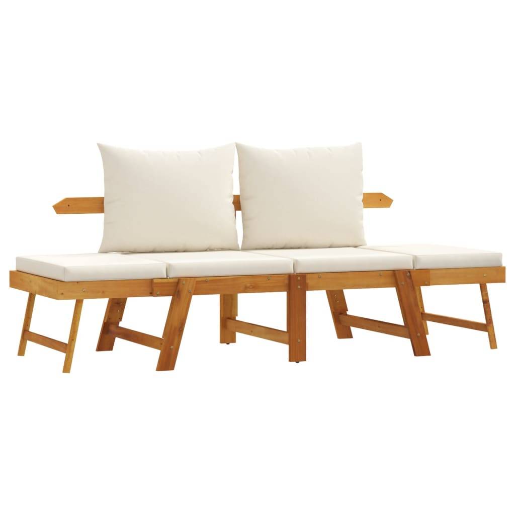 PANGIVO - Banc de jardin bois d'acacia naturel et blanc crème 205 x 74 x 66 cm - PANGIVO - Image 2