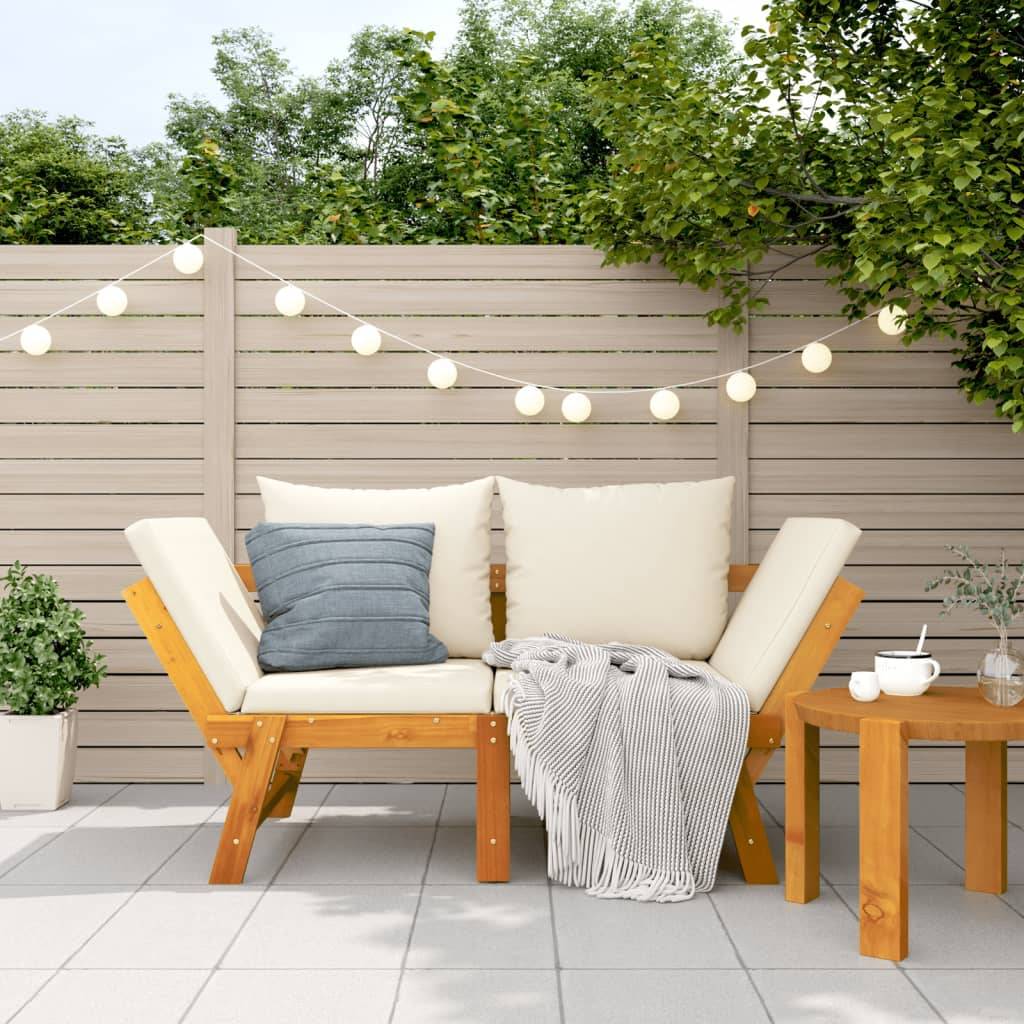 PANGIVO - Banc de jardin bois d'acacia naturel et blanc crème 205 x 74 x 66 cm - PANGIVO - Image 1