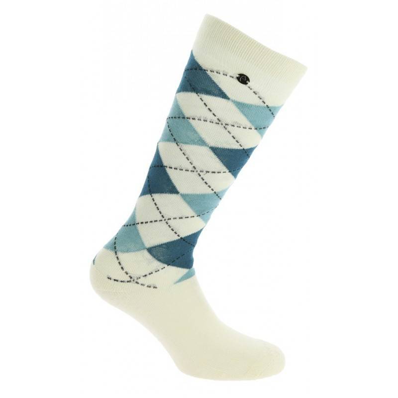 Chaussettes Equithème Argyle - Taille 39/41 - Ecru/Bleu