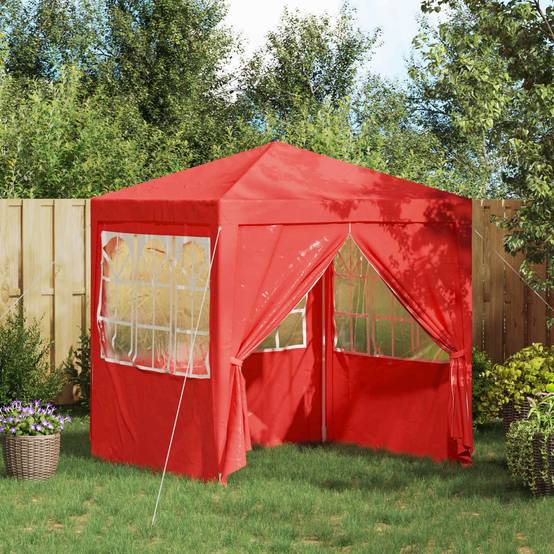ComfortXL - Tente de réception PE acier rassemblements plein air fenêtres latérales 200x200cm rouge - ComfortXL Outdoor Living - Image 1