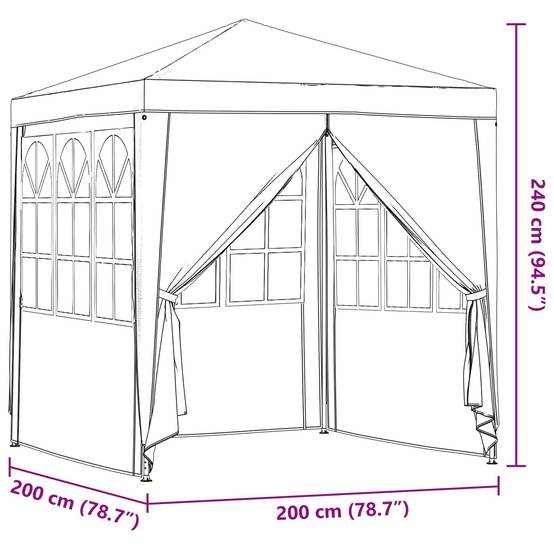 ComfortXL - Tente de réception PE acier rassemblements plein air fenêtres latérales 200x200cm rouge - ComfortXL Outdoor Living - Image 10