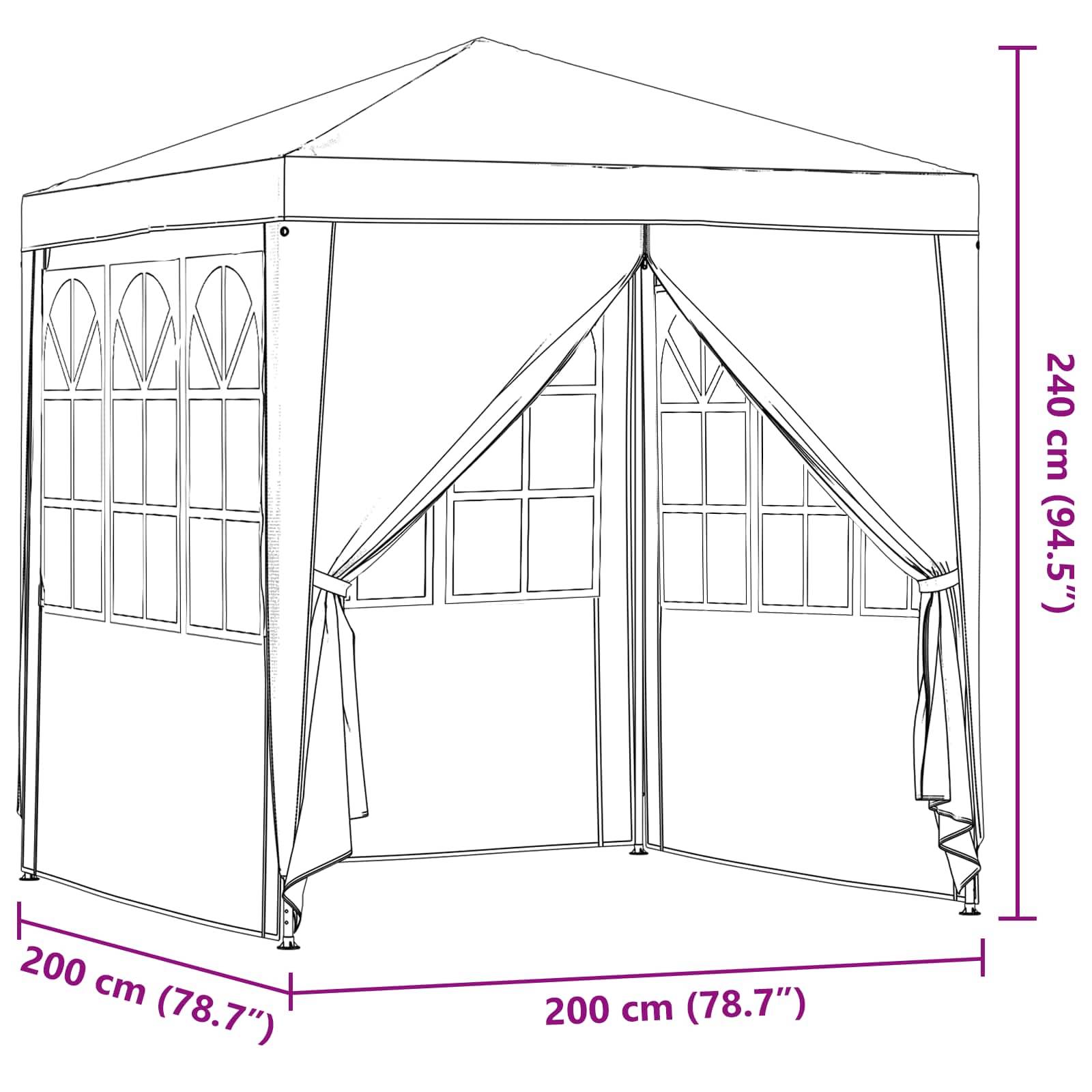 ComfortXL - Tente de réception PE acier rassemblements plein air fenêtres latérales 200x200cm rouge - ComfortXL Outdoor Living - Image 10
