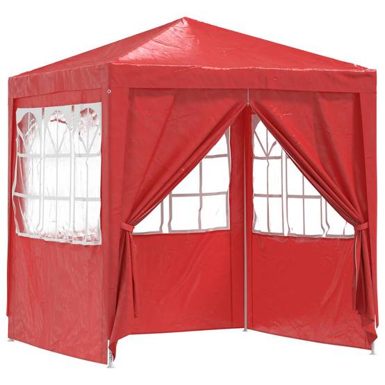 ComfortXL - Tente de réception PE acier rassemblements plein air fenêtres latérales 200x200cm rouge - ComfortXL Outdoor Living - Image 2