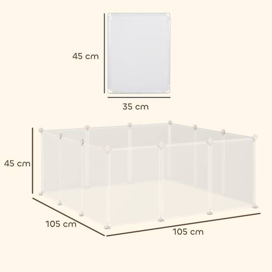 Parc rongeurs métal modulable 12 panneaux montage rapide 105x105x45cm Blanc - ComfortXL Outdoor Living - Image 5