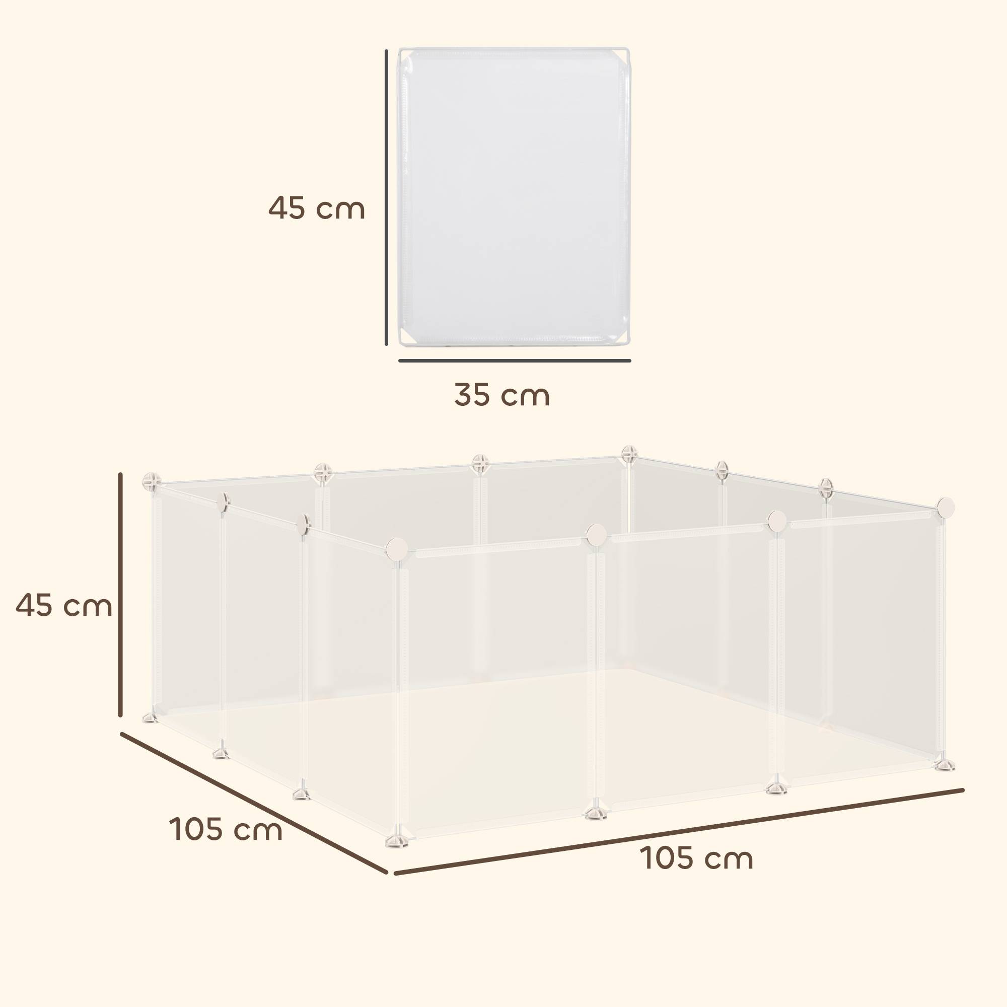 Parc rongeurs métal modulable 12 panneaux montage rapide 105x105x45cm Blanc - ComfortXL Outdoor Living - Image 5
