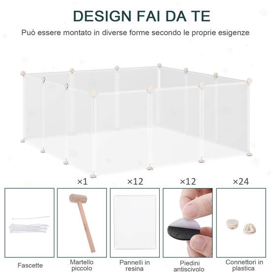 Parc rongeurs métal modulable 12 panneaux montage rapide 105x105x45cm Blanc - ComfortXL Outdoor Living - Image 6