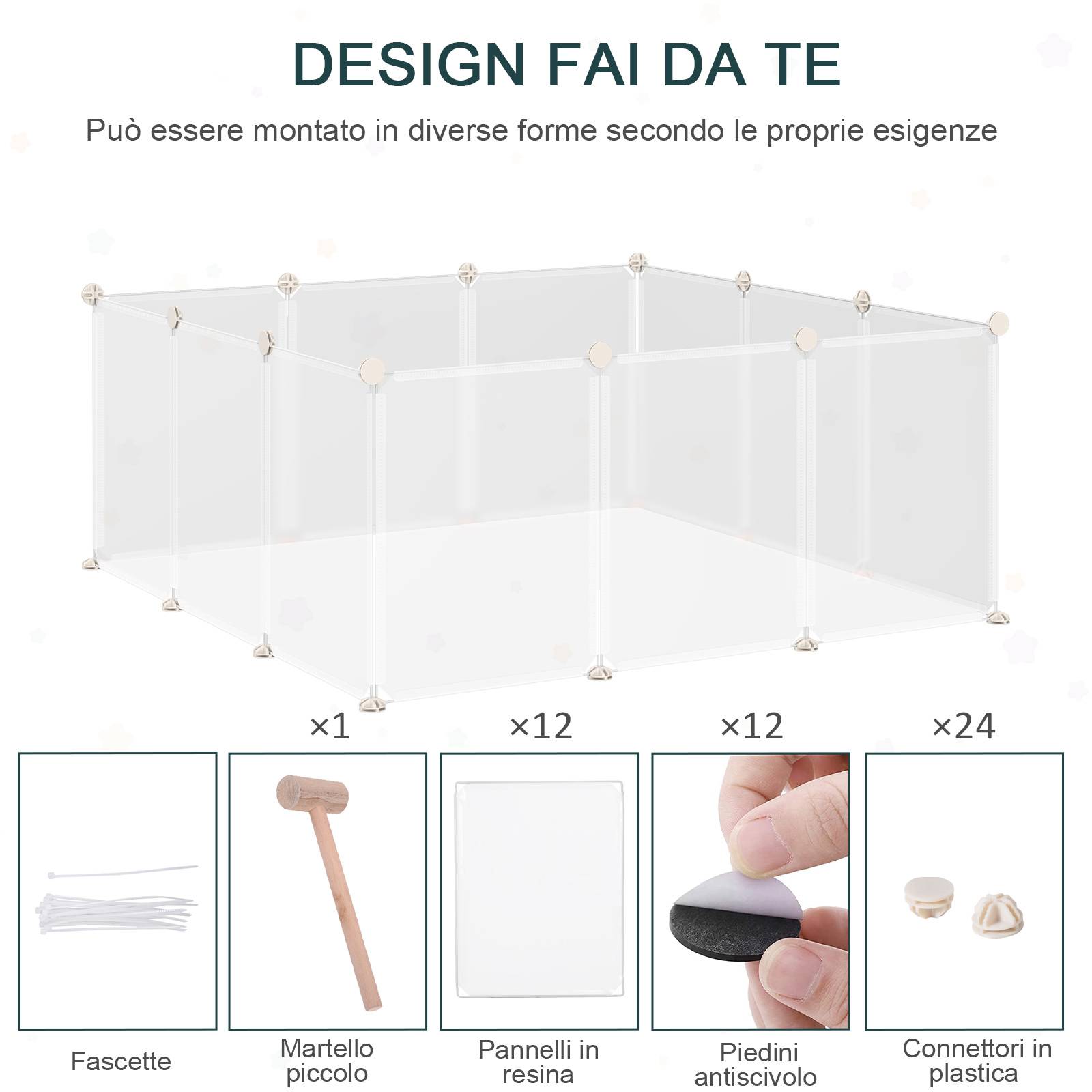 Parc rongeurs métal modulable 12 panneaux montage rapide 105x105x45cm Blanc - ComfortXL Outdoor Living - Image 6