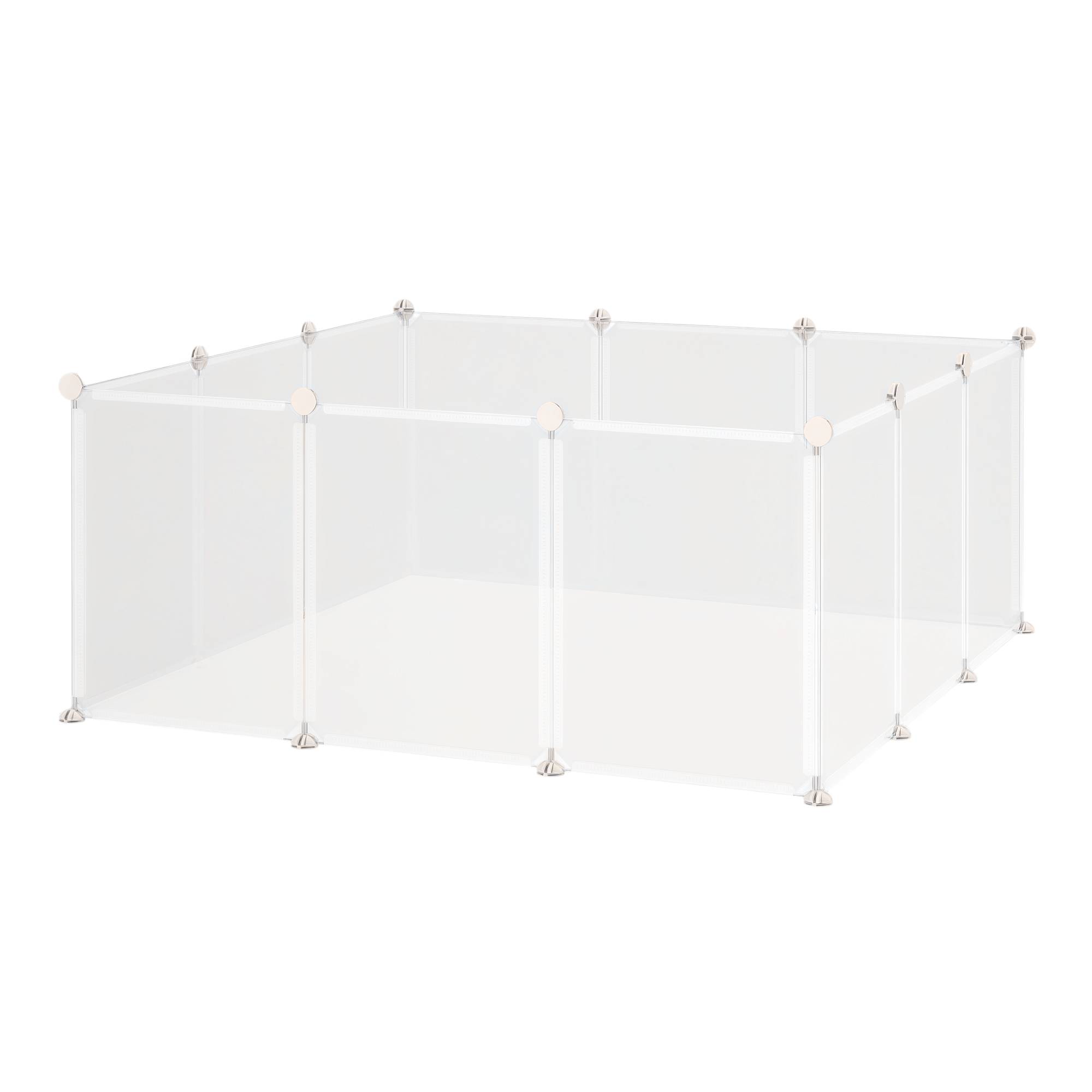 Parc rongeurs métal modulable 12 panneaux montage rapide 105x105x45cm Blanc - ComfortXL Outdoor Living - Image 1
