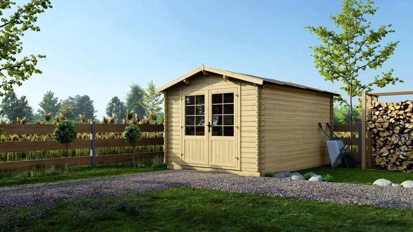 Altanka - Abri de jardin en bois - 12m2 - 3x4m - Ep. 28mm - Couleur: naturel - DOM430 - Imagen 1