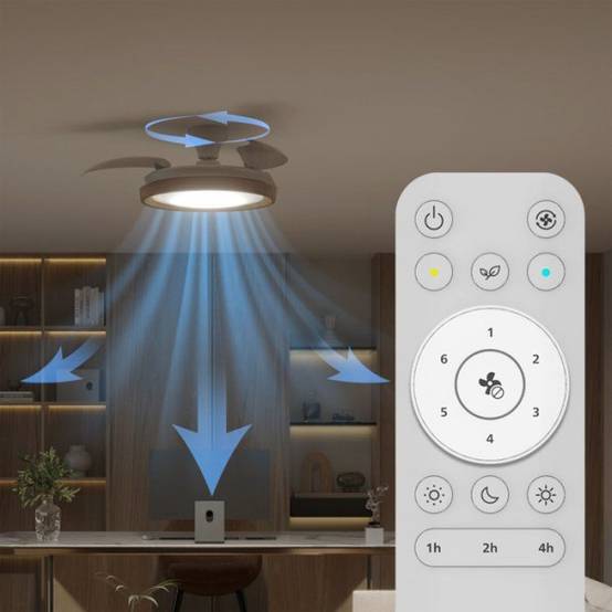 Philips - Ventilateur de Plafond - Plafonnier - Philips - Bliss - Pales rétractables - Diametre 106 cm -Bois - LED intégrée + télécommande - Image 4