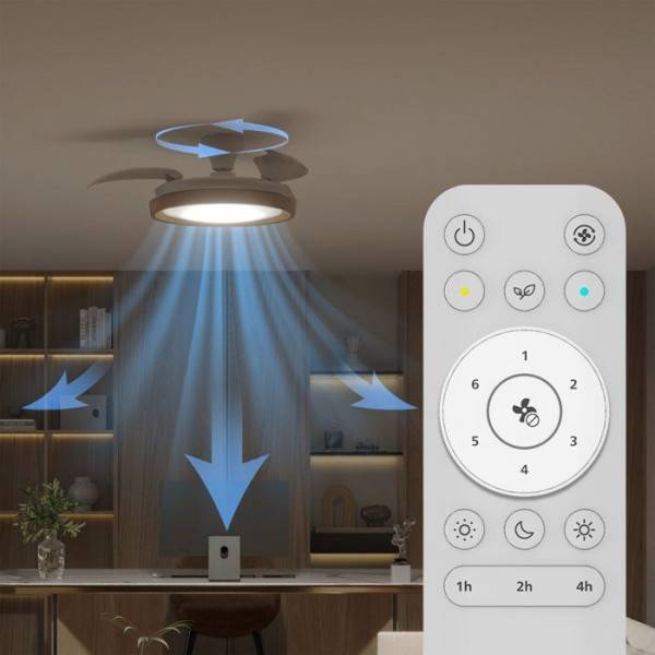Philips - Ventilateur de Plafond - Plafonnier  - Philips - Bliss - Pales rétractables - Diametre 106 cm -Bois - LED intégrée + télécommande - Image 4