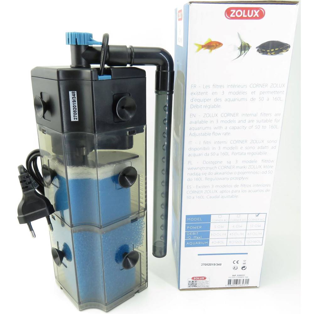 Zolux - Filtration intérieure corner 160 zolux 12 W pour aquarium de 120 à 160 L - Imagen 4