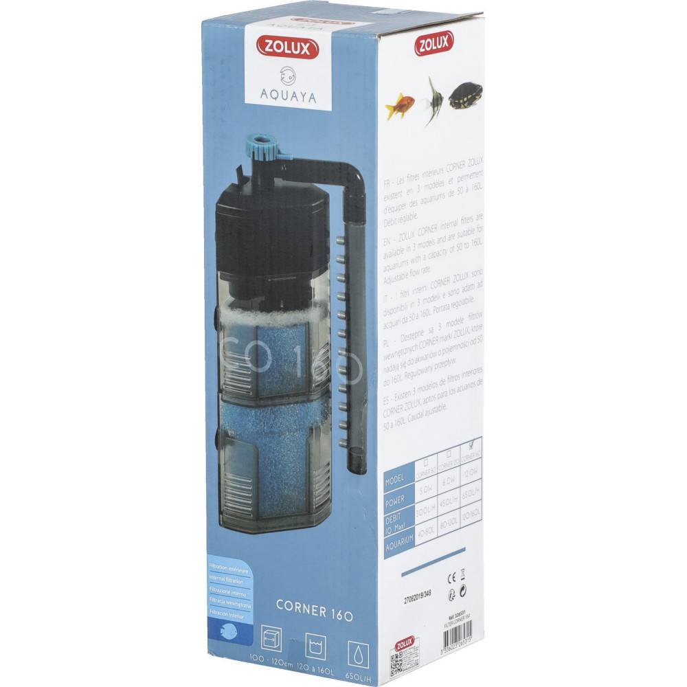 Zolux - Filtration intérieure corner 160 zolux 12 W pour aquarium de 120 à 160 L - Imagen 3
