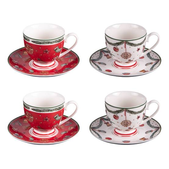 Coffret de 4 tasses et sous tasses à thé Bells 18 cl - Image 1