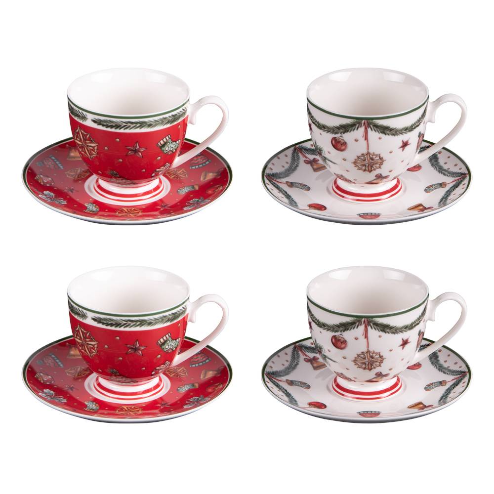 Coffret de 4 tasses et sous tasses à thé Bells 18 cl - Image 1