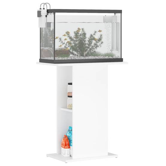 Meuble Aquarium Compact Bois Ingénierie avec Étagère Ouverte pour Bureau Blanc - ComfortXL Outdoor Living - Image 3