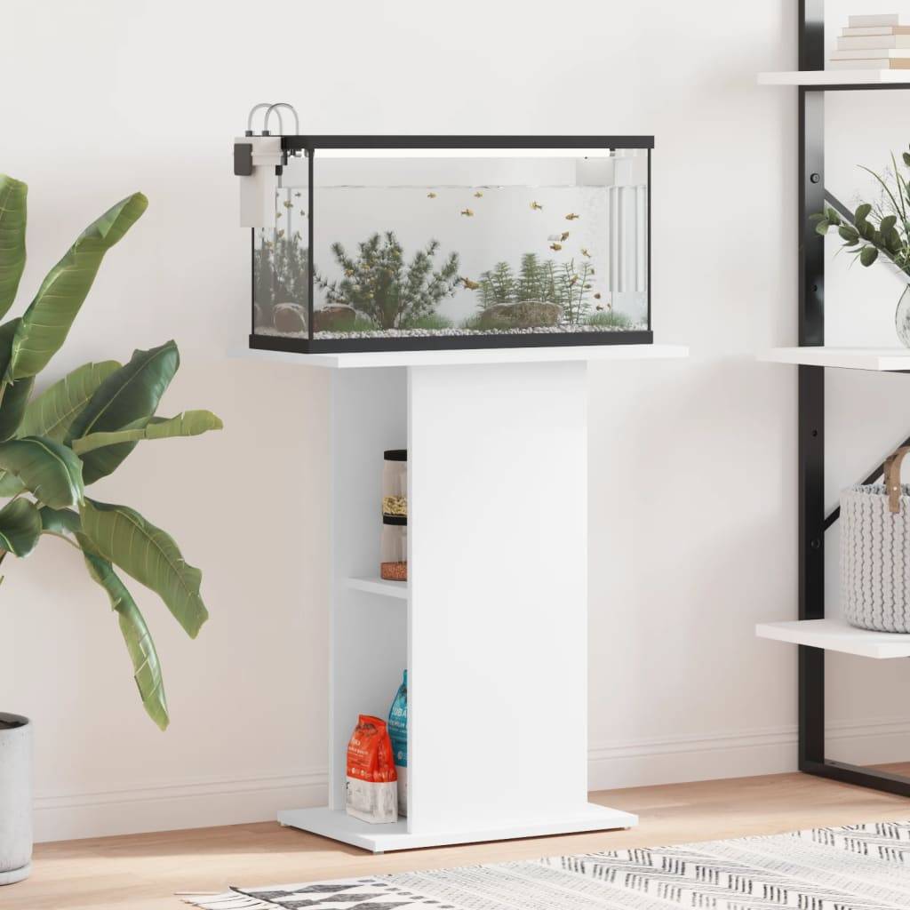 Meuble Aquarium Compact Bois Ingénierie avec Étagère Ouverte pour Bureau Blanc - ComfortXL Outdoor Living - Image 1