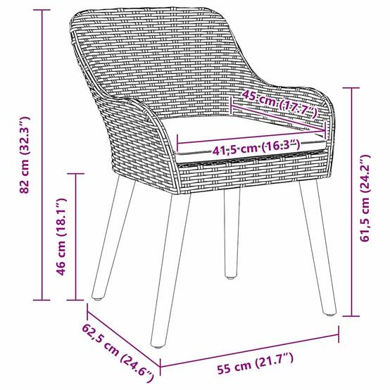 Table et chaises de jardin 7 pcs en polyrotin pour repas en extérieur Gris – ComfortXL Outdoor Living - Image 5