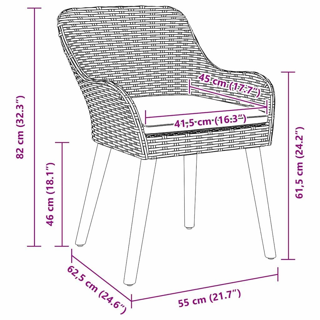 Table et chaises de jardin 7 pcs en polyrotin pour repas en extérieur Gris – ComfortXL Outdoor Living - Image 5
