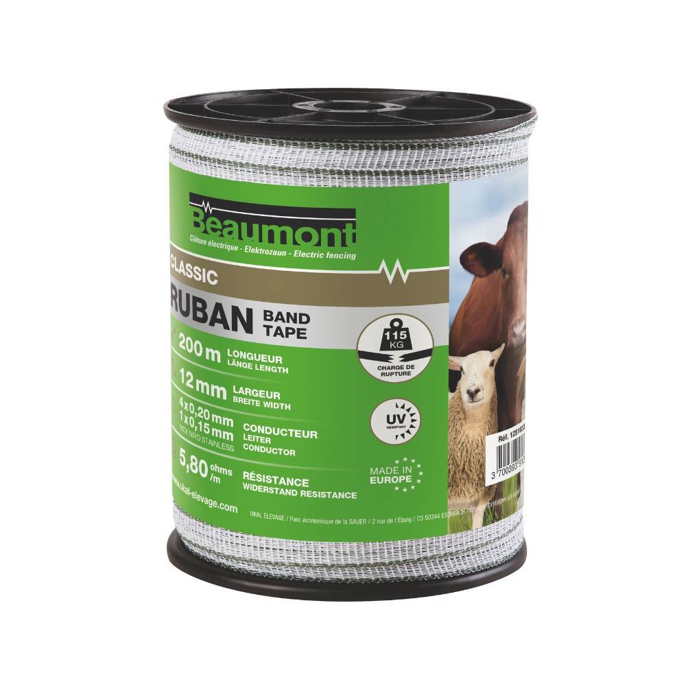 Beaumont - Ruban blanc/vert 12MM / 200M CLASSIC BEAUMONT