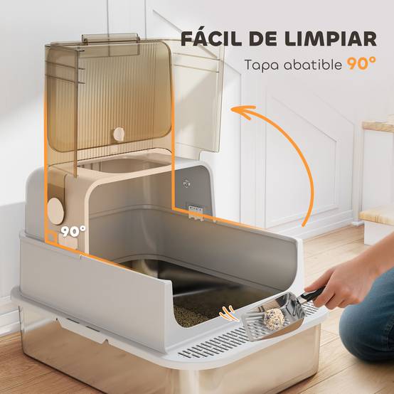 Maison de Toilette XXL Acier Inoxydable pour Grand Chat avec Double Entrée et Pelle Gris - ComfortXL Outdoor Living - Image 7