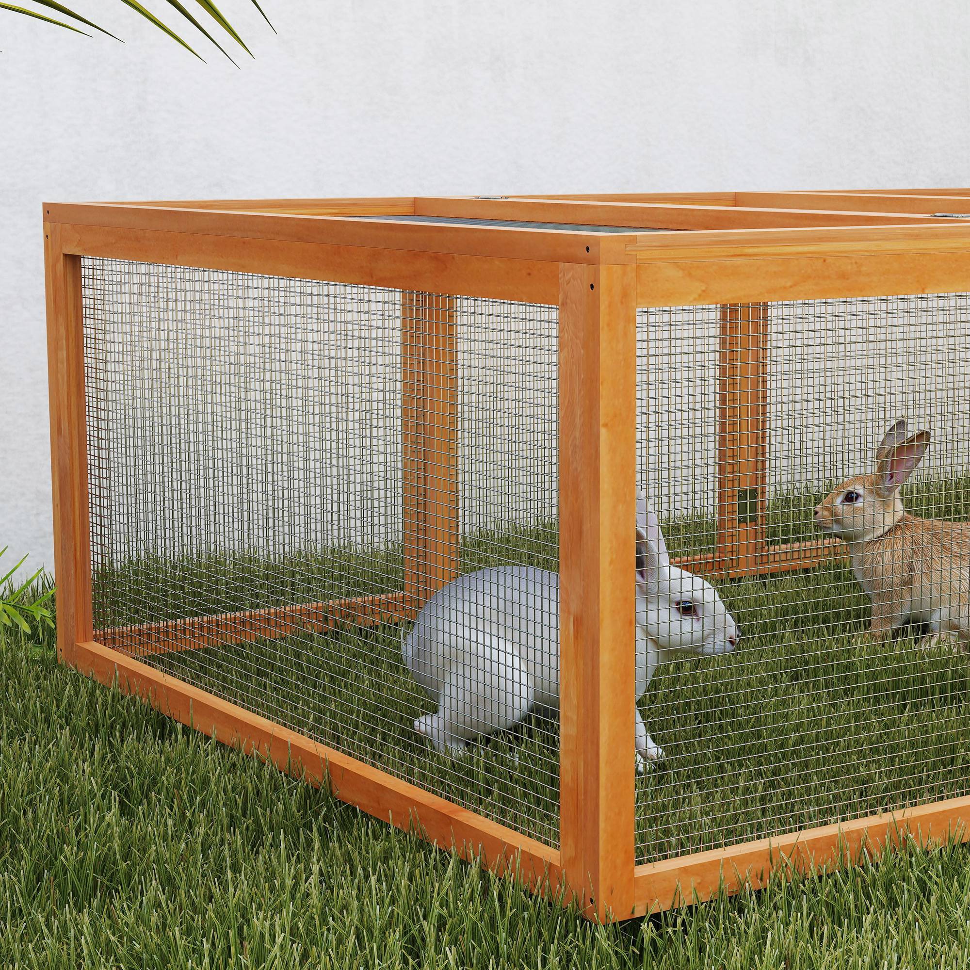 Sans Marque - Clapier cage à lapins extérieur intérieur 2 portes supérieures 181L x 100l x 48H cm bois massif pin - Image 10