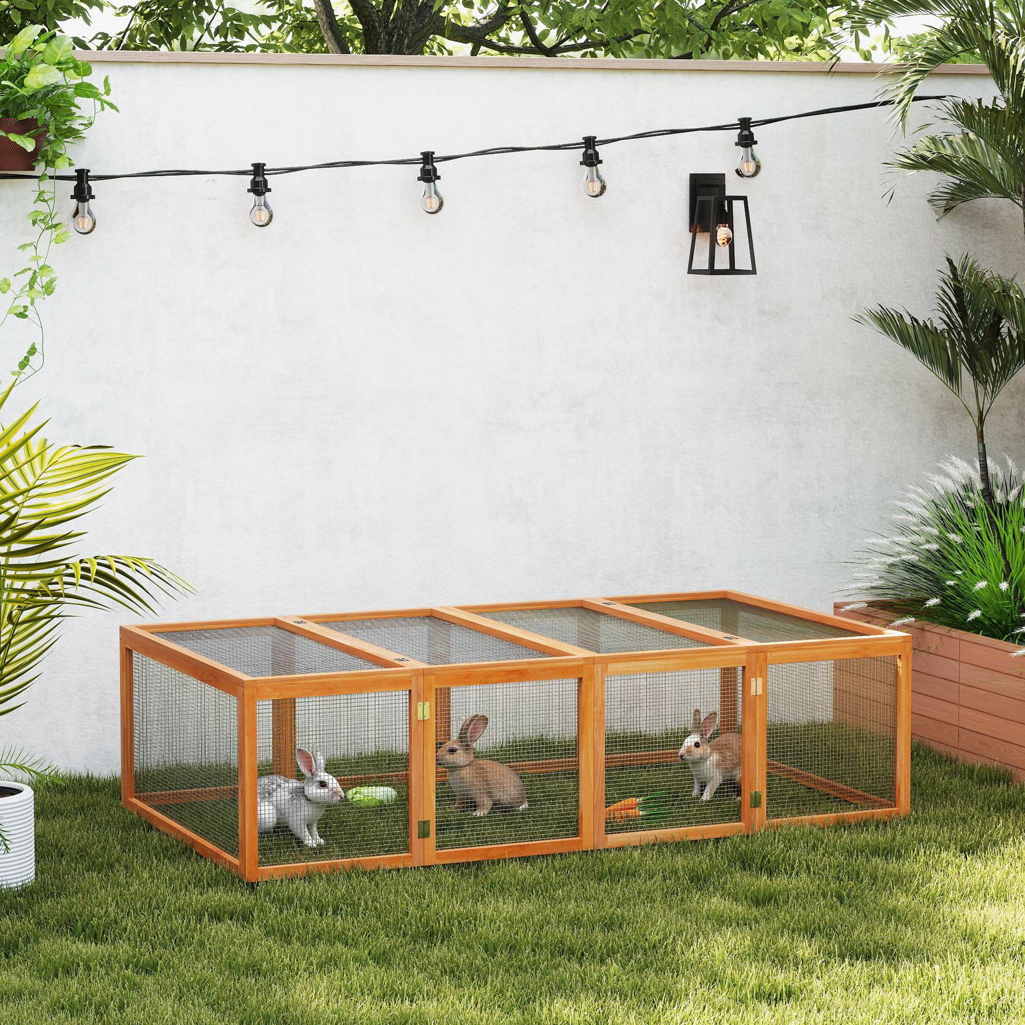 Sans Marque - Clapier cage à lapins extérieur intérieur 2 portes supérieures 181L x 100l x 48H cm bois massif pin - Image 3