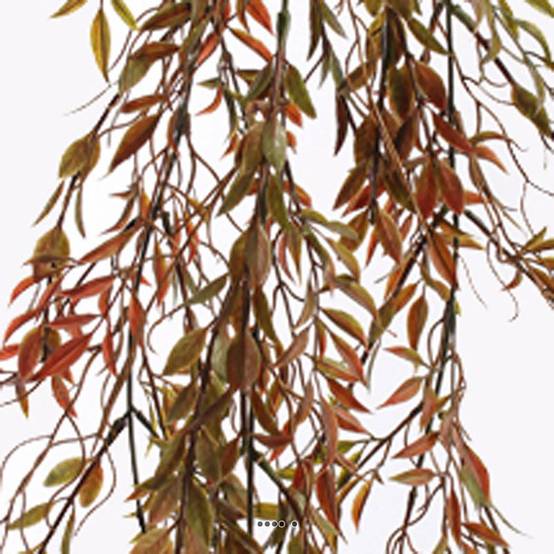 Chute de feuilles de thé artificielles L85 cm vert-rouge - Image 3