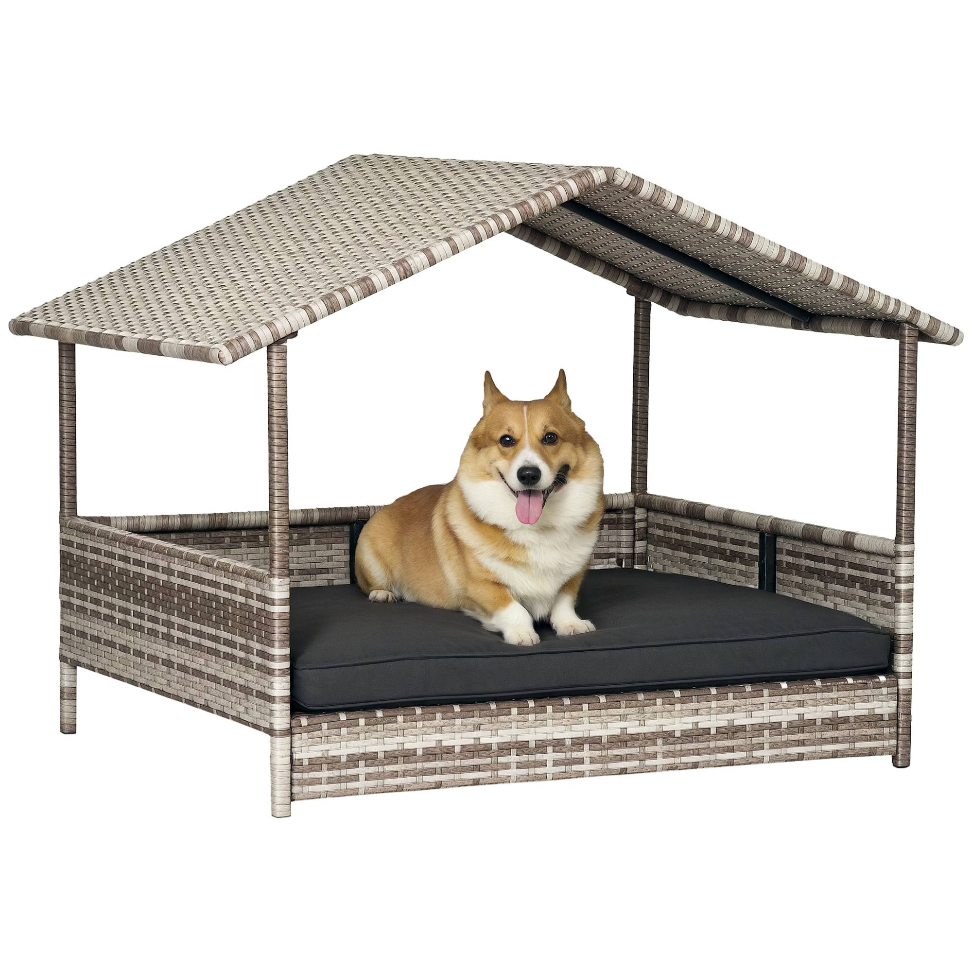 Niche pour chien résine tressée gris 98 x 69 x 73 cm - PANGIVO