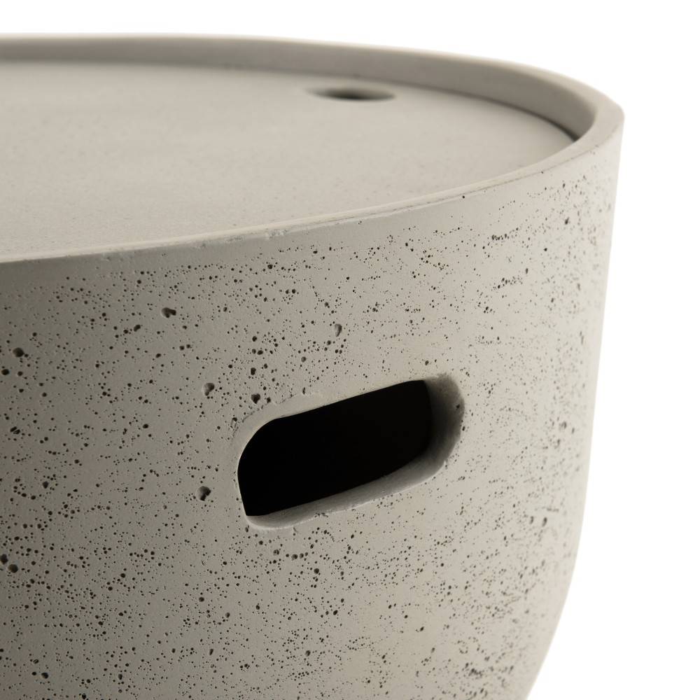 Macabane - HECTOR - Table basse de jardin ronde 58x58 cm béton gris - Imagen 4