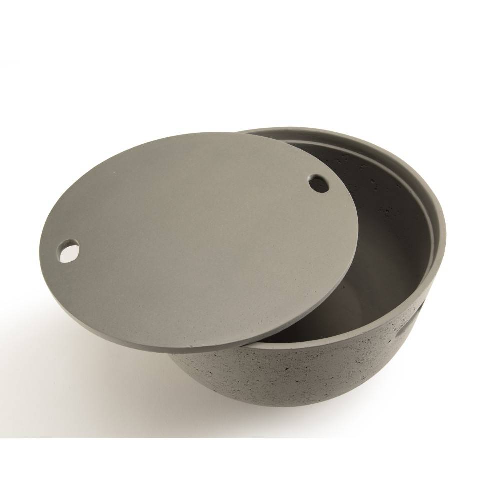 Macabane - HECTOR - Table basse de jardin ronde 58x58 cm béton gris - Imagen 3