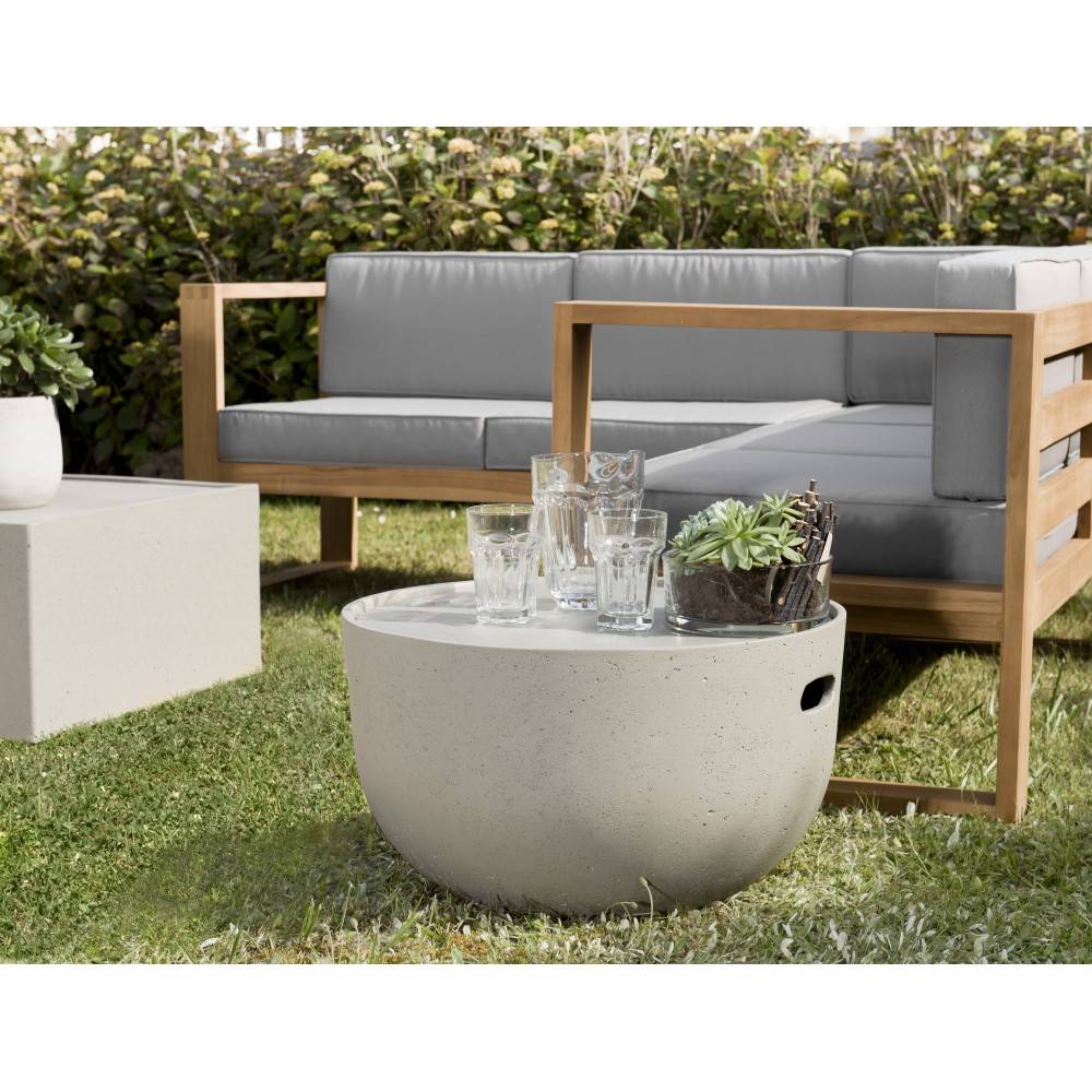 Macabane - HECTOR - Table basse de jardin ronde 58x58 cm béton gris - Imagen 2