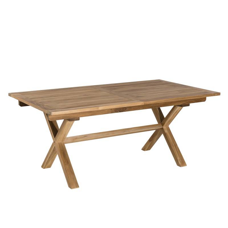 Macabane - FUN - Table de jardin 10 pers.- rect. pieds croisés 180/240 bois Teck - Imagen 3