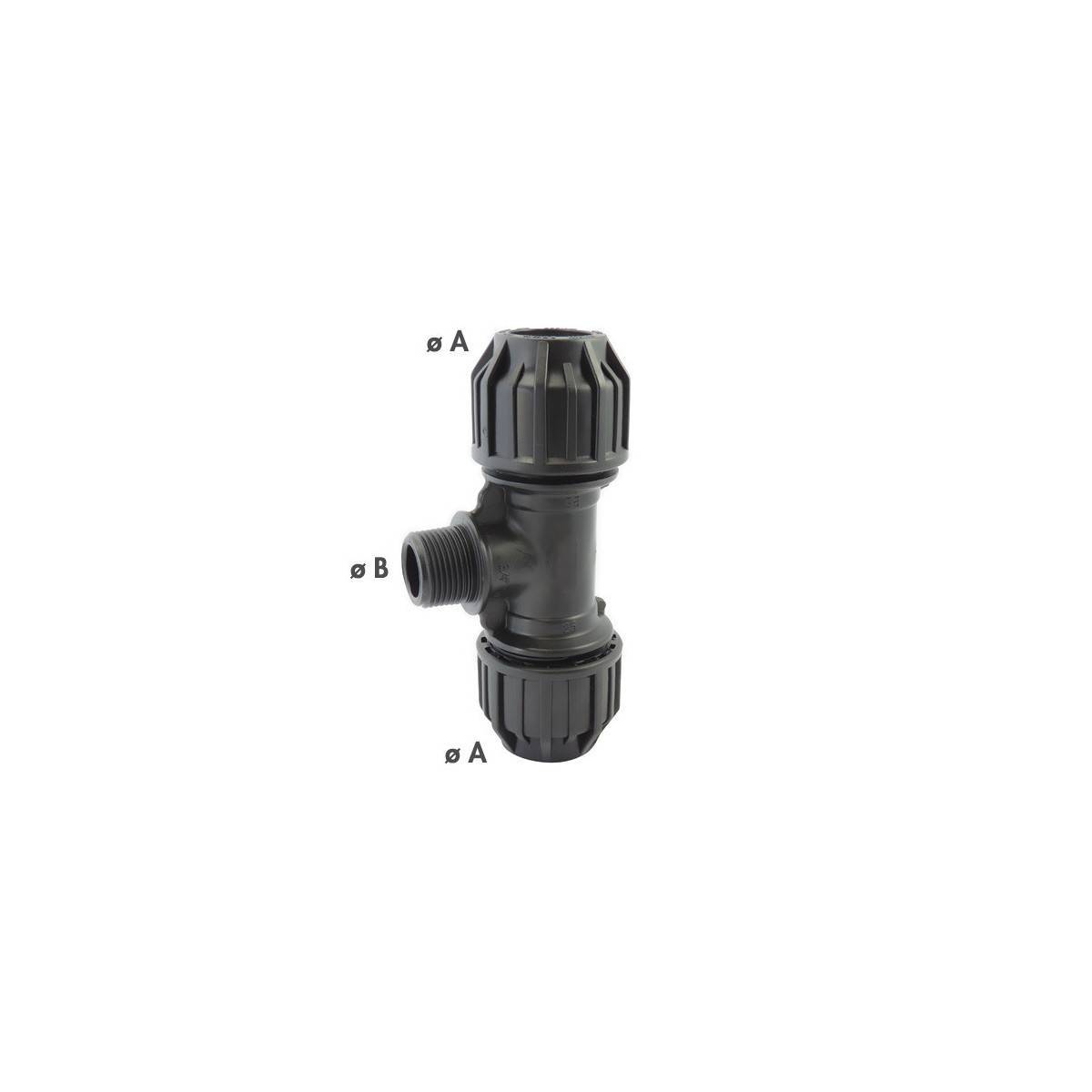 Codital - Té 90° Compression PE avec Dérivation Mâle BSP | PN16 - Ø A: 16mm | Ø B: 1/2'' - Imagen 2