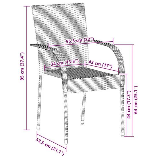 Lot de 2 Chaises de Jardin Empilables en Résine Tressée pour Balcon et Terrasse Noir – ComfortXL Outdoor Living - Image 10
