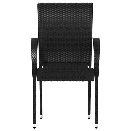 Lot de 2 Chaises de Jardin Empilables en Résine Tressée pour Balcon et Terrasse Noir – ComfortXL Outdoor Living - Image 4