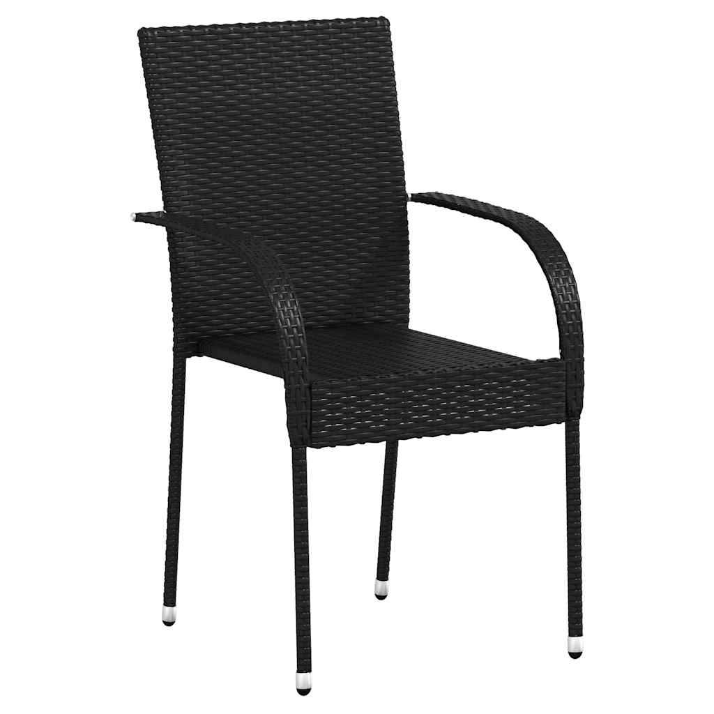 Lot de 2 Chaises de Jardin Empilables en Résine Tressée pour Balcon et Terrasse Noir – ComfortXL Outdoor Living - Image 3
