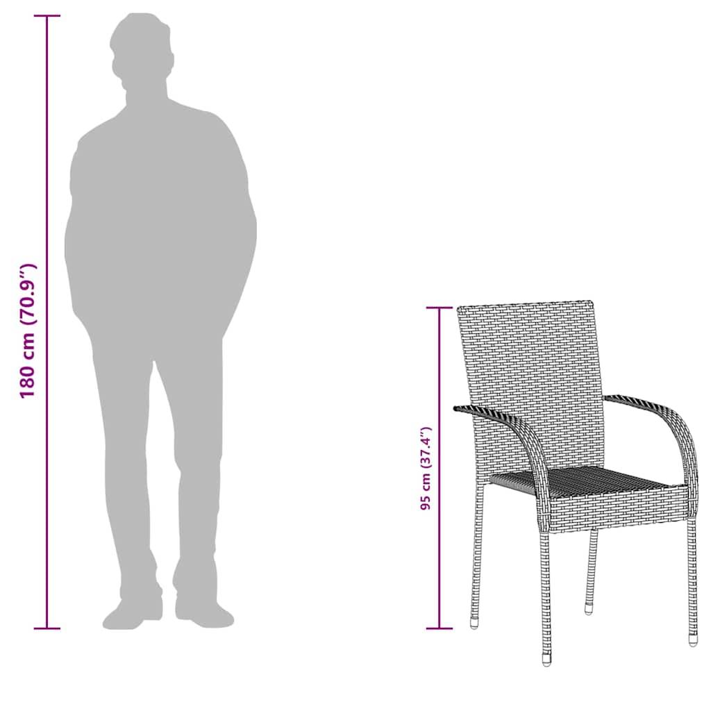 Lot de 2 Chaises de Jardin Empilables en Résine Tressée pour Balcon et Terrasse Noir – ComfortXL Outdoor Living - Image 5