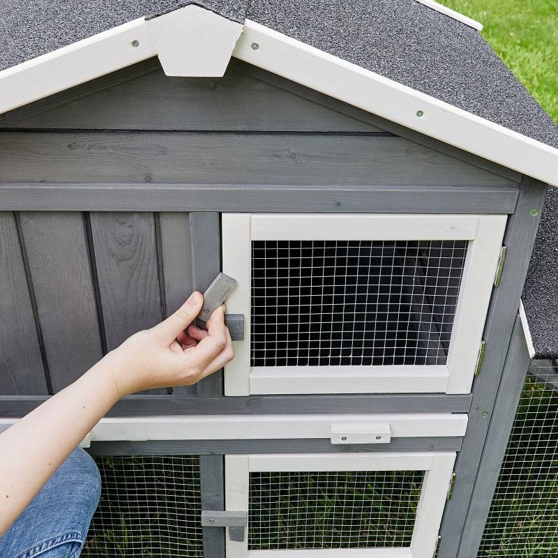 Cage Clapier Enclos lapin Extérieur en bois  Haute Qualité pour lapins petits animaux- Modèle : 085 Don Camillo 69x54x85,5cm - Image 2