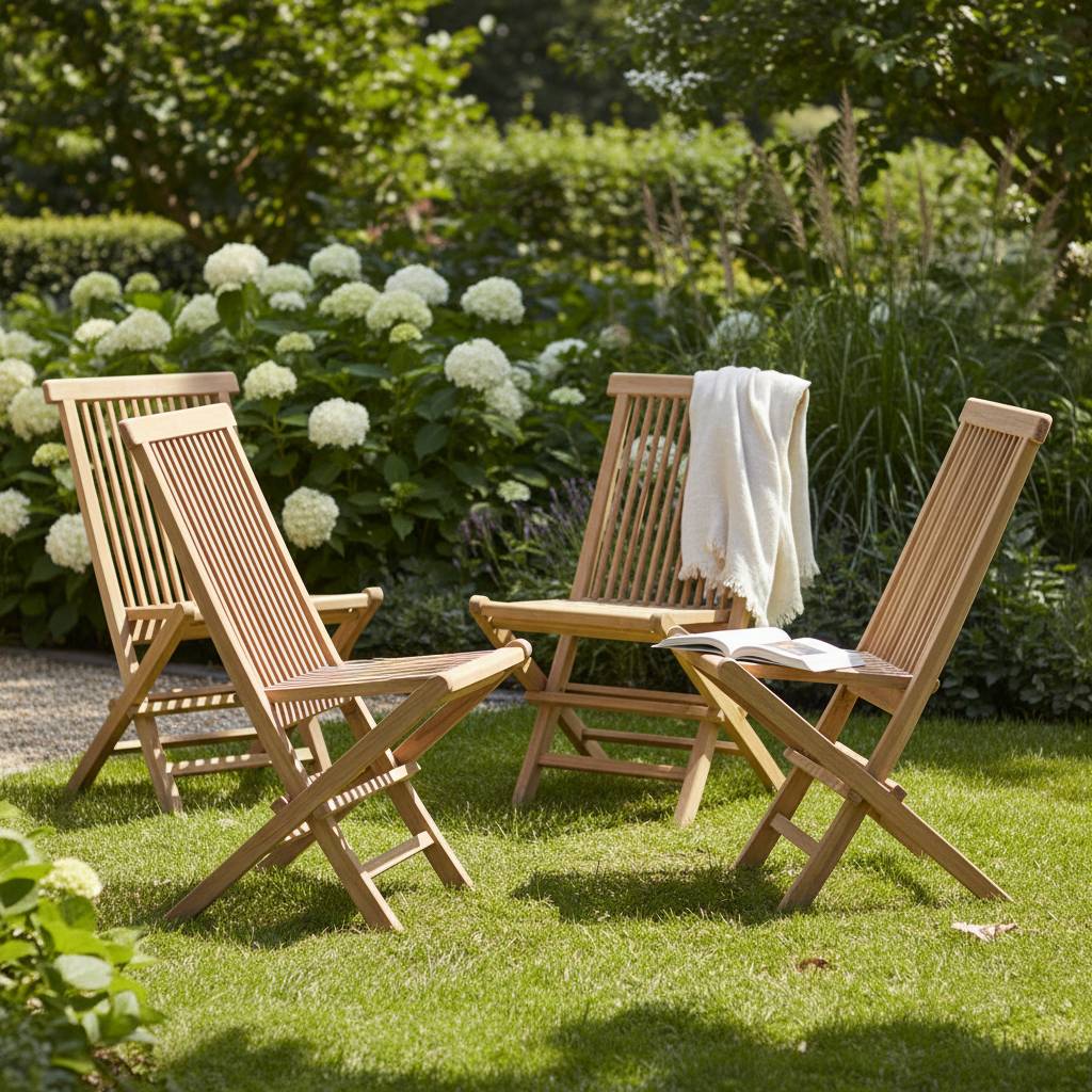 Chaises  de jardin pliantes en teck massif Java (Lot de 4) - TECK'Attitude - Image 3