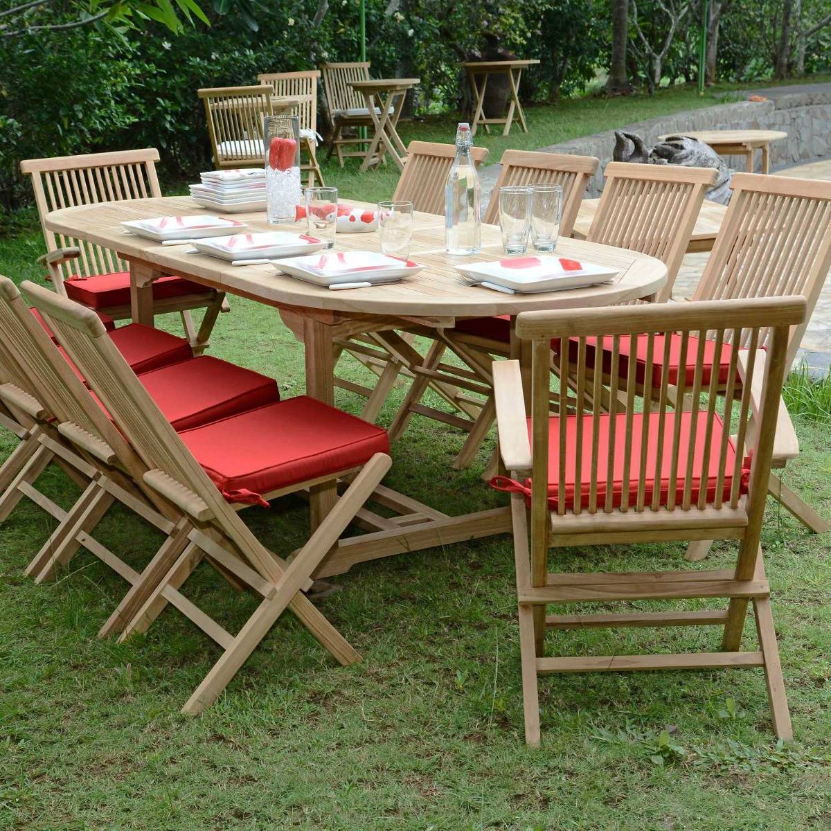 Chaises  de jardin pliantes en teck massif Java (Lot de 4) - TECK'Attitude - Image 9