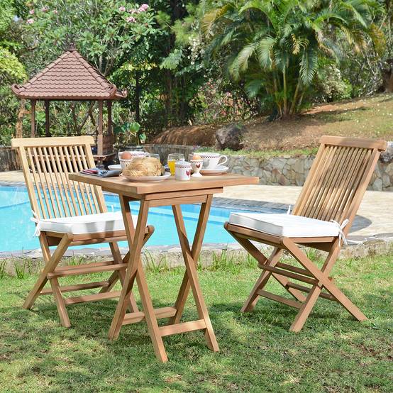 Chaises de jardin pliantes en teck massif Java (Lot de 4) - TECK'Attitude - Image 8
