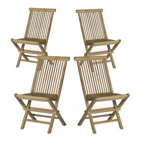 Chaises de jardin pliantes en teck massif Java (Lot de 4) - TECK'Attitude - Image 1