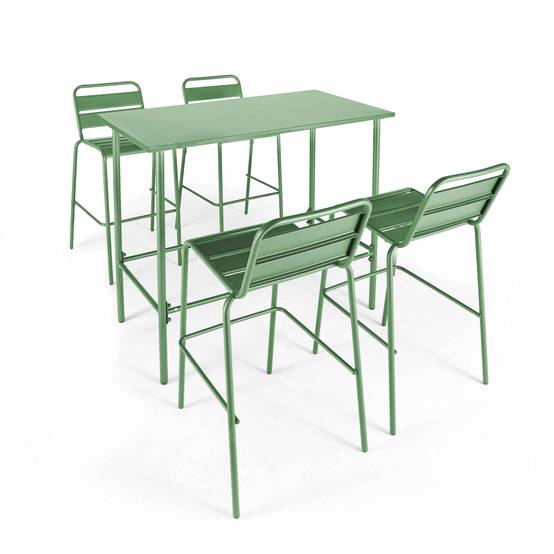 Oviala - Table haute de jardin en métal vert cactus 120 cm Palavas - Oviala - Image 3