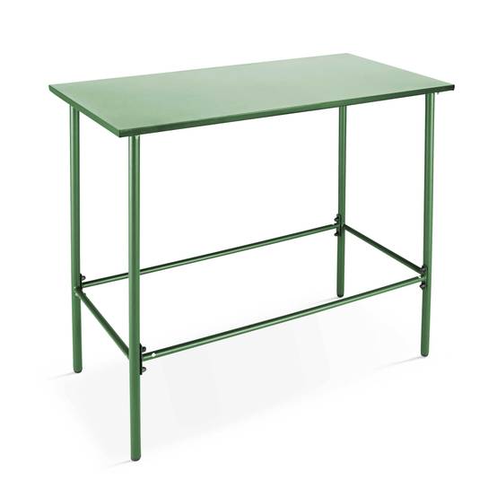 Oviala - Table haute de jardin en métal vert cactus 120 cm Palavas - Oviala - Image 1