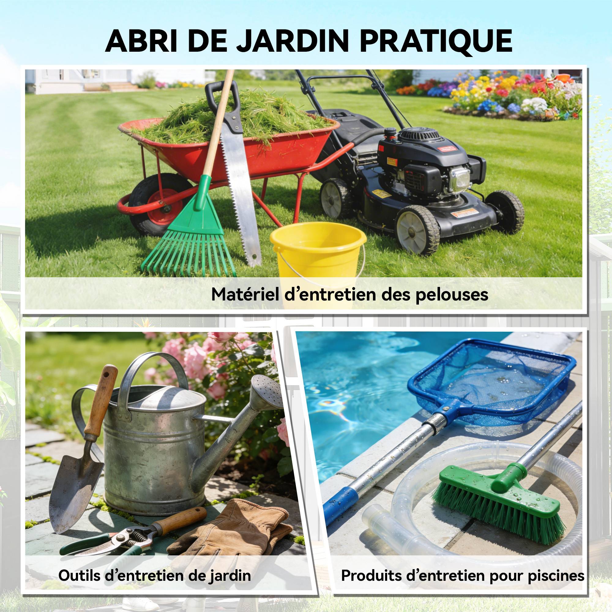 Abri jardin adossable acier rangement extérieur toit incliné 163x90x179cm foncé - ComfortXL Outdoor Living - Image 6